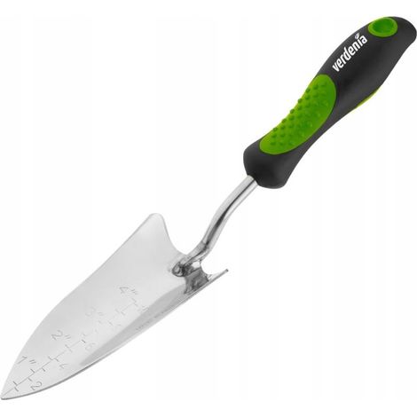Pala da giardino stretta, in acciaio inox, 31 cm, con metro a nastro, impugnatura in gomma, 1 pz.