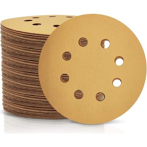 Disques de Ponçage Papier Abrasifs 125mm, 50 Disques Abrasifs de Ponçage Ponceuse tampons ponçage ronds 8 trous Grain 800 pour Poncer Polir Dérouiller (1/5)