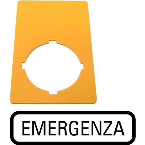 Étiquette arrêt d'urgence jaune HxL 50x33mm EMERGENZA EATON M22-XZK-I99