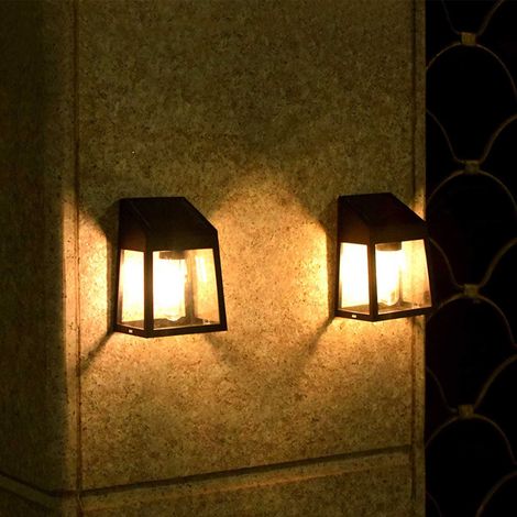 Solar Wall Light - IP65 Waterproof - Up And Down Illumination - For Front Door Backyard Steps Garage Garden - 2 Pieces (1/5)