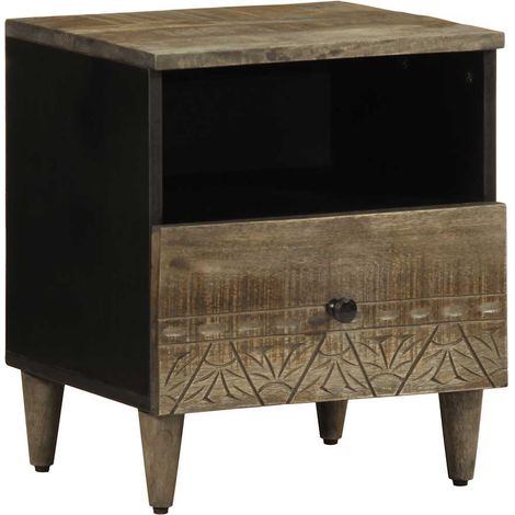 vidaXL Table de chevet gris clair 40x33x46 cm bois de manguier solide (1/5)