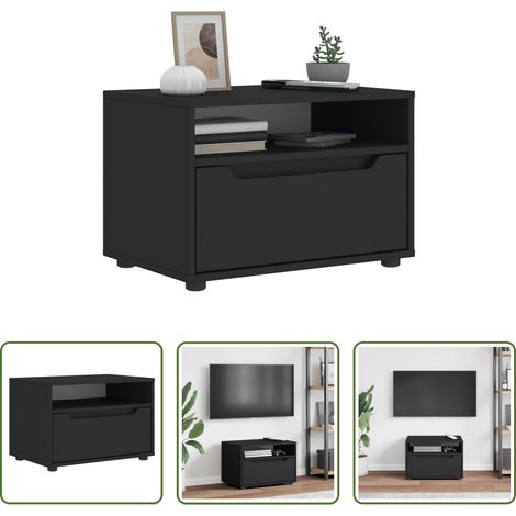 Rangement salon - Meuble TV VISNES noir 60x40x38 cm bois d'ingénierie (1/5)