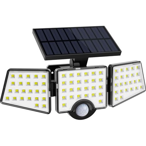 Lampe de Sécurité Solaire Extérieur Puissante IP65 Étanche 1200LM Projecteur Extérieure avec Détecteur de Mouvement PIR, 3 Têtes, Solaire éclairage Mural d'extérieur pour Porche, Jardin (1/5)