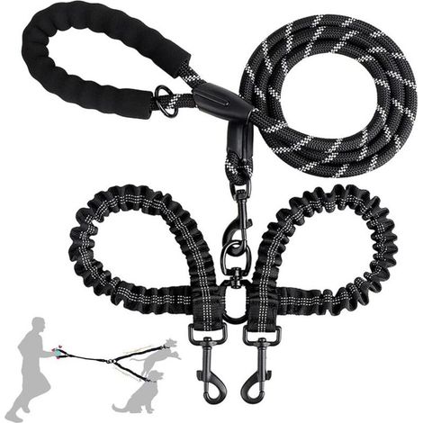 Double Dog Leash, Anti-Wrap Leash for 2 Dogs, Adjustable Training Leash, Double Divider for Training and Walking 2 Dogs (1/5)