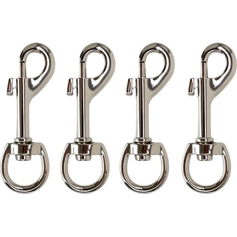 Mousquetons avec Pivot 68 mm Lot de 4 Crochets Métalliques Pivotants en Acier Antirouille pour Laisse de Chien, Paracorde, Clés, Bricolage, Camping, Extérieur (1/5)