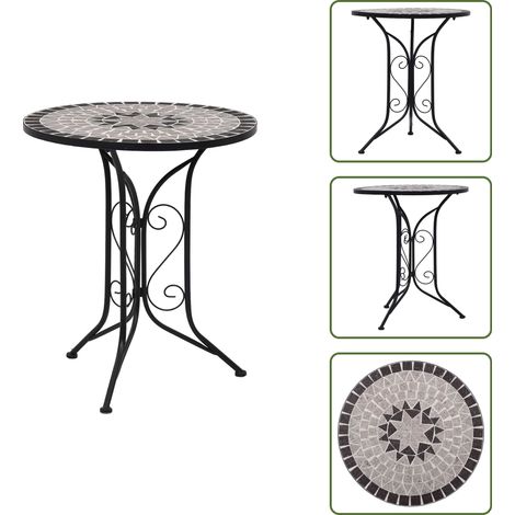 The Living Store Table de bistro mosaïque Gris 60 cm Céramique - Table de balcon