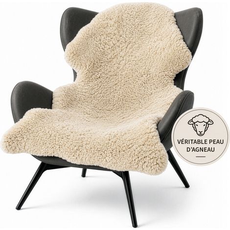 Peau de mouton design Audrey Véritable peau d'agneau 100 % laine de mouton Moonlight (1/5)