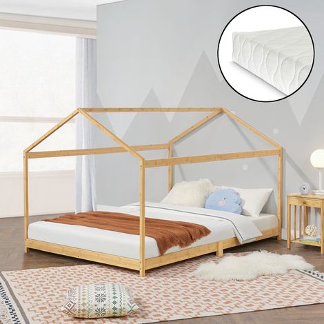 Kinderbett Vindafjord 160x200cm Bambus mit Matratze [en.casa]