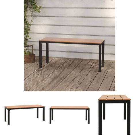 The Living Store Gartenbank 110 cm Stahl und WPC Braun und Schwarz - Gartenbänke (1/5)