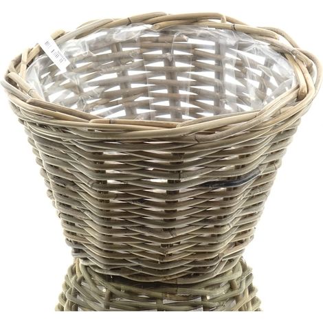 VAN DER LEEDEN Rattan Übertopf Grau konisch mit Folienauskleidung Ø 35 cm (1/5)