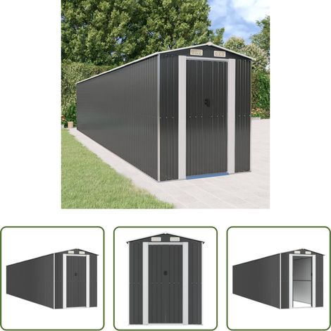 vidaXL Poolzubehör aufbewahren - Geräteschuppen Anthrazit 192x938x223 cm Verzinkter Stahl (1/5)