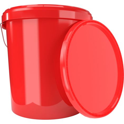 Eimer mit Deckel Kunststoff Leereimer Griff 15,9l lebensmittelecht rot