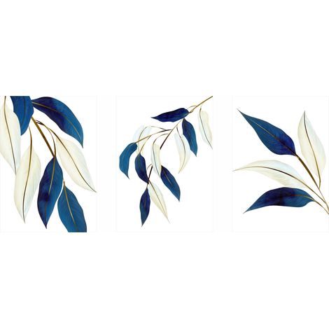 Poster-Set „Blaue und cremefarbene Blätter“ PLN030 (1/5)