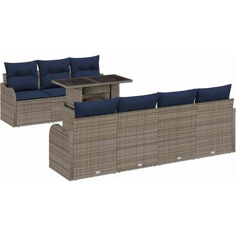 Garden Sofa Set 8 pcs Grey Poly Rattan vidaXL (1/5)