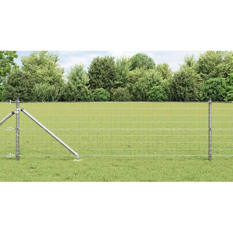 Zaun mit Pfosten Silber 0,6 x 10 m Stahl