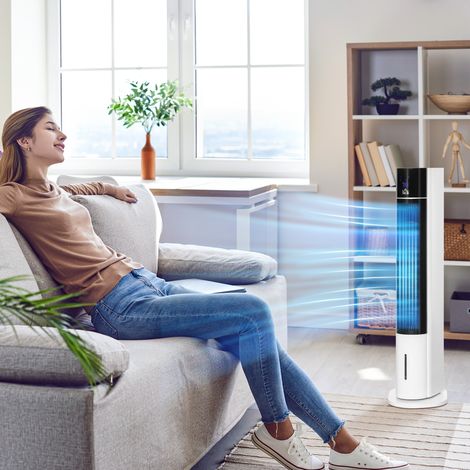 Säulenventilator, Klimaanlage in Säulenform, um 52 Grad drehbar, leiser Betrieb, 3 Betriebsmodi, 3 Geschwindigkeiten