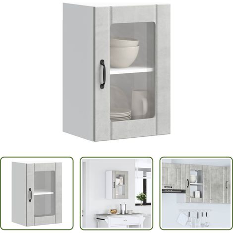 vidaXL Wandregal -  Küchen-Hängeschrank mit Glastür Lucca Betongrau (1/5)