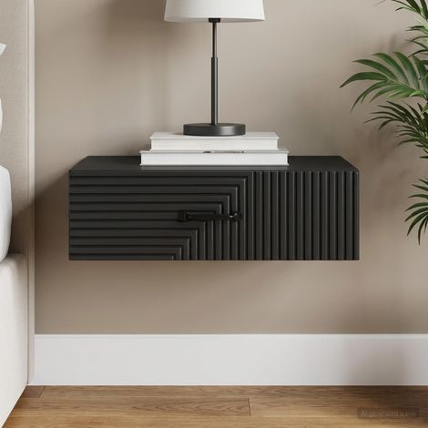 vidaXL Mesa Lateral Montada en la Pared 59 x 34,5 x 17 cm Negro (1/5)