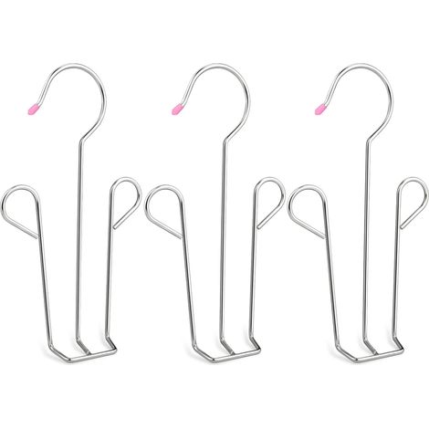 Juego de 3 zapateros de acero inoxidable, zapatero multifuncional con ganchos dobles, ideal para secar y colgar zapatos de cuero.