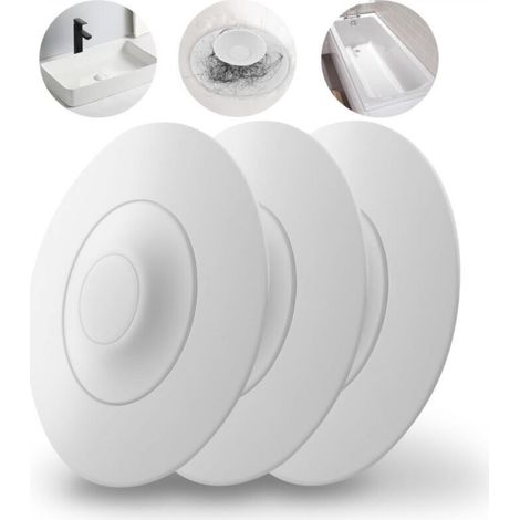 Tappo di scarico universale per vasca da bagno con funzione filtro per capelli, 3 pezzi, filtro di scarico in silicone per lavello da cucina, bianco