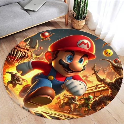 Tapis rond antidérapant pour couloir, cuisine, chambre, canapé, chambre d'enfant, 140 cm (1/5)