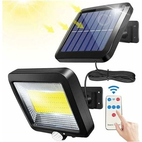 Lampe Solaire Extérieur, Lumière Solaire, avec Telecommande, Détecteur de Mouvement étanche, 100 LED Lampe Solaire Extérieur Puissante Étanche IPX65 pour Garage, Portail, Jardin-LIAIKI (1/5)