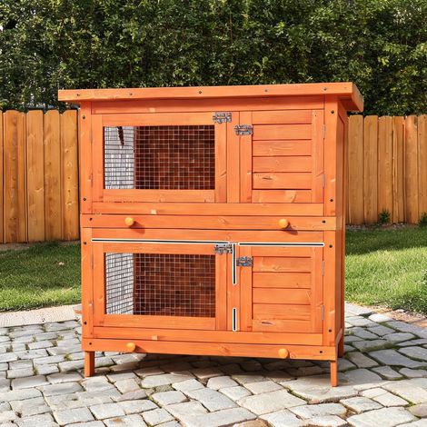 Clapier bois naturel en bois 90 x 45 x 90 cm (1/5)