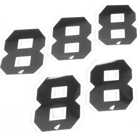 5 Autocollants stickers UFO pour moto Numero 8 noir 130x104mm (1/2)