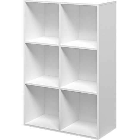 Libreria ufficio moderna bianca con 6 scaffali a cubo 65x30x97cm Ika 2