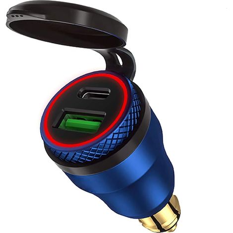 Adaptateur DIN en Aluminium pour Chargeur USB C et Chargement Rapide USB 3.0 - Moto Étanche Prise DIN Hella 12V-24V/BMW Ducati Triumph (1/5)