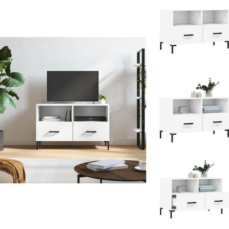 TV-Schrank Weiß 80x36x50 cm Holzwerkstoff - TV Schrank - Holzwerkstoff - Weißer TV Stand - Wohnzimmermöbel - Medienregal (1/5)