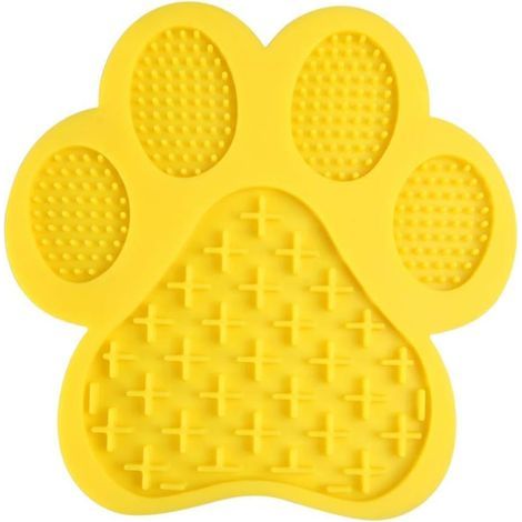 Hund lecken Matte Hund lecken Matte Hund lecken Pad mit Saugnapf unten, Anti-Choke Pet Bowl, Anti-Rotation Silikon Cat Bowl Gelb (1/5)