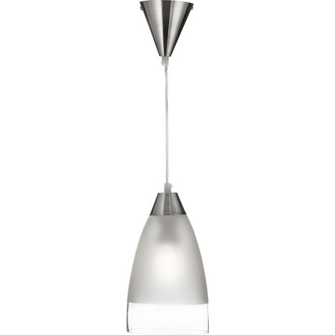 Searchlight Metal And Glass - Suspension à 1 ampoule au fini chrome avec abat-jour en verre transparent et givré, E27 (1/3)