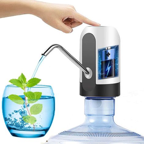 Filiyano-Distributeur d'eau à pompe pour bouteille de 5 gallons avec pompe automatique rechargeable par USB pour l'extérieur ou la cuisine (blanc) (1/3)
