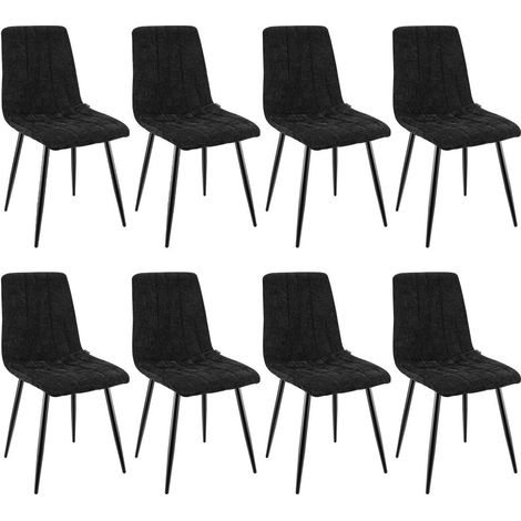 Esszimmerstühle 8er Set, gepolstert, hohe Rückenlehne, Metallfuß, Schwarz (1/5)