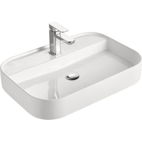 Vasque à poser rectangulaire -65 x 45 cm -Blanc -KAIA (1/4)