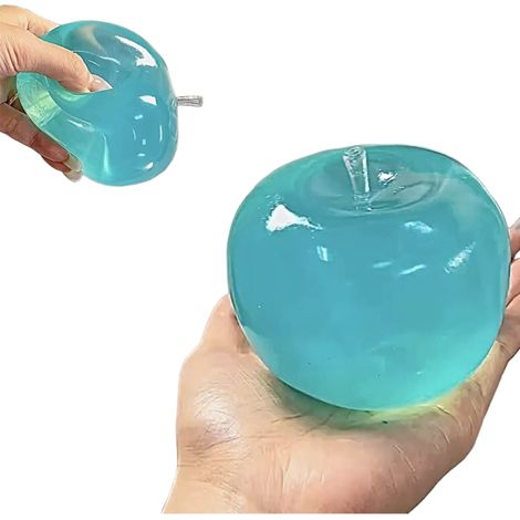 Irovami Pomme réaliste de 6 cm à remontée lente, jouet anti-stress à presser [bleu] (1/5)