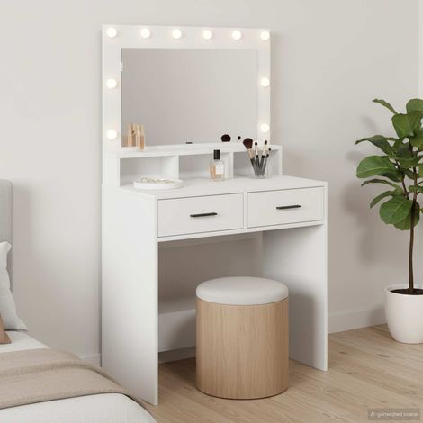 Schminktisch mit Schubladen Weiß 79 x 41 x 135 cm Holzwerkstoff