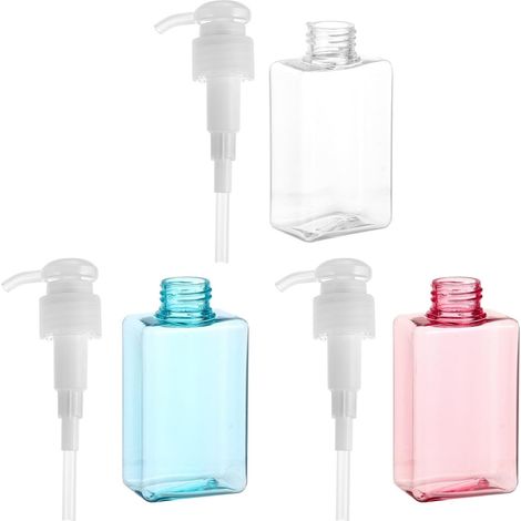 3 Stück 100 ml Kunststoff Pumpflaschen Leichte Nachfüllbare Reiseflaschen für unterwegs mit sicherem Verschluss (1/5)