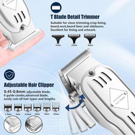 Kit de tondeuse à cheveux pour hommes comprenant tondeuse à barbe, rasoir électrique à grille et machine de coupe de cheveux. Kit d'entretien de la barbe pour hommes à domicile. (1/4)