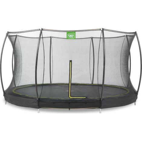 EXIT Silhouette Ground Trampoline 14ft with Safety Net – Black