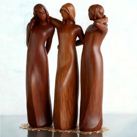 Statue - Resine Ocean Gradient - Decoration Amis Et Soeurs - Pour Intérieur - 3 Personnages (1/5)