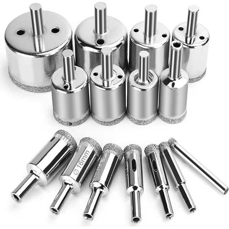 Jeu de 15 Scies Cloches à Diamant, Forets Carottiers 6-50 mm pour Perçage Acier Carbone, Verre, Céramique, Porcelaine, Carrelage et Marbre (1/5)
