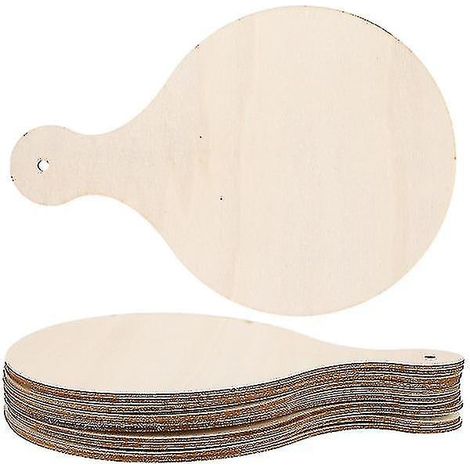 Lot de 10 plateaux de service ronds en bois, planches à pain, pelles à pizza, planches à découper en bois brut, plateau à fromage (1/4)