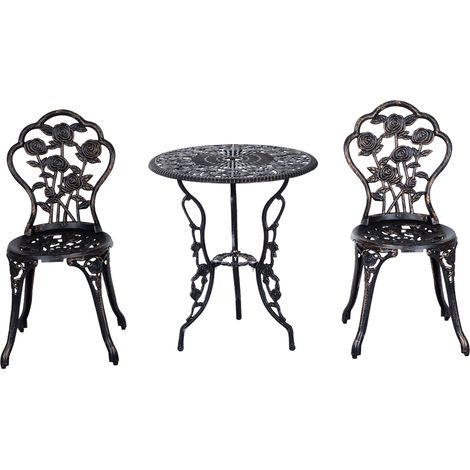 Ensemble de jardin pour 2 personnes, salon de jardin, table et chaise bronze, mobilier de balcon, set terrasse extérieur (1/5)