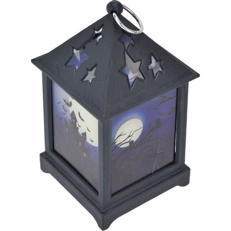 Lanterne d'Halloween LED Lampe de nuit portable à flamme pour décoration de fête Château (1/5)