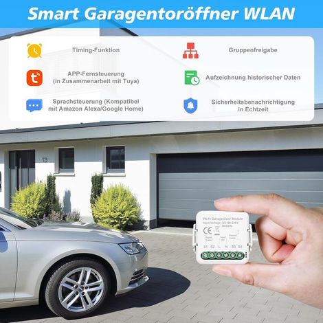 Apriporta intelligente, apriporta per garage abilitato Wi-Fi, controllo tramite app Tuya, telecomando intelligente per porta compatibile con il controllo vocale Alexa e Google Assistant (1) (1/5)