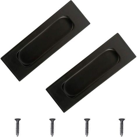 Lot de 2 poignées d'armoire rectangulaires en acier inoxydable noir avec trou latéral encastré pour tiroir, armoire, armoire (1/5)