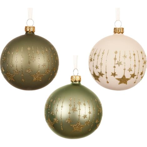 Pallina decorativa opaca con estrella 8 cm