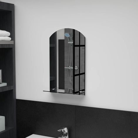 Miroir mural avec étagère Moderne - Miroir de Maquillage - pour Salle de Bain, Salon, Chambre - 30x50 cm Verre trempé Chic-943702 (1/4)